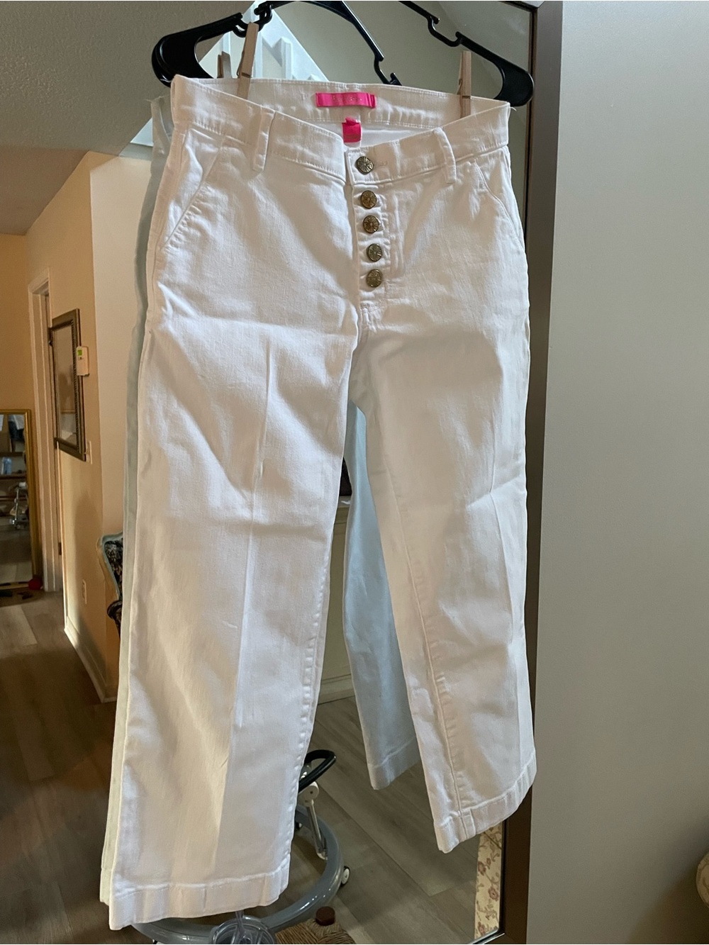Lilly Pulitzer White High-Rise Button-Fly Cropped Jeans
